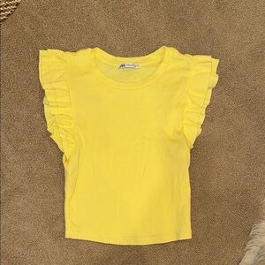 Zara Yellow Ruffle Sleeve Top